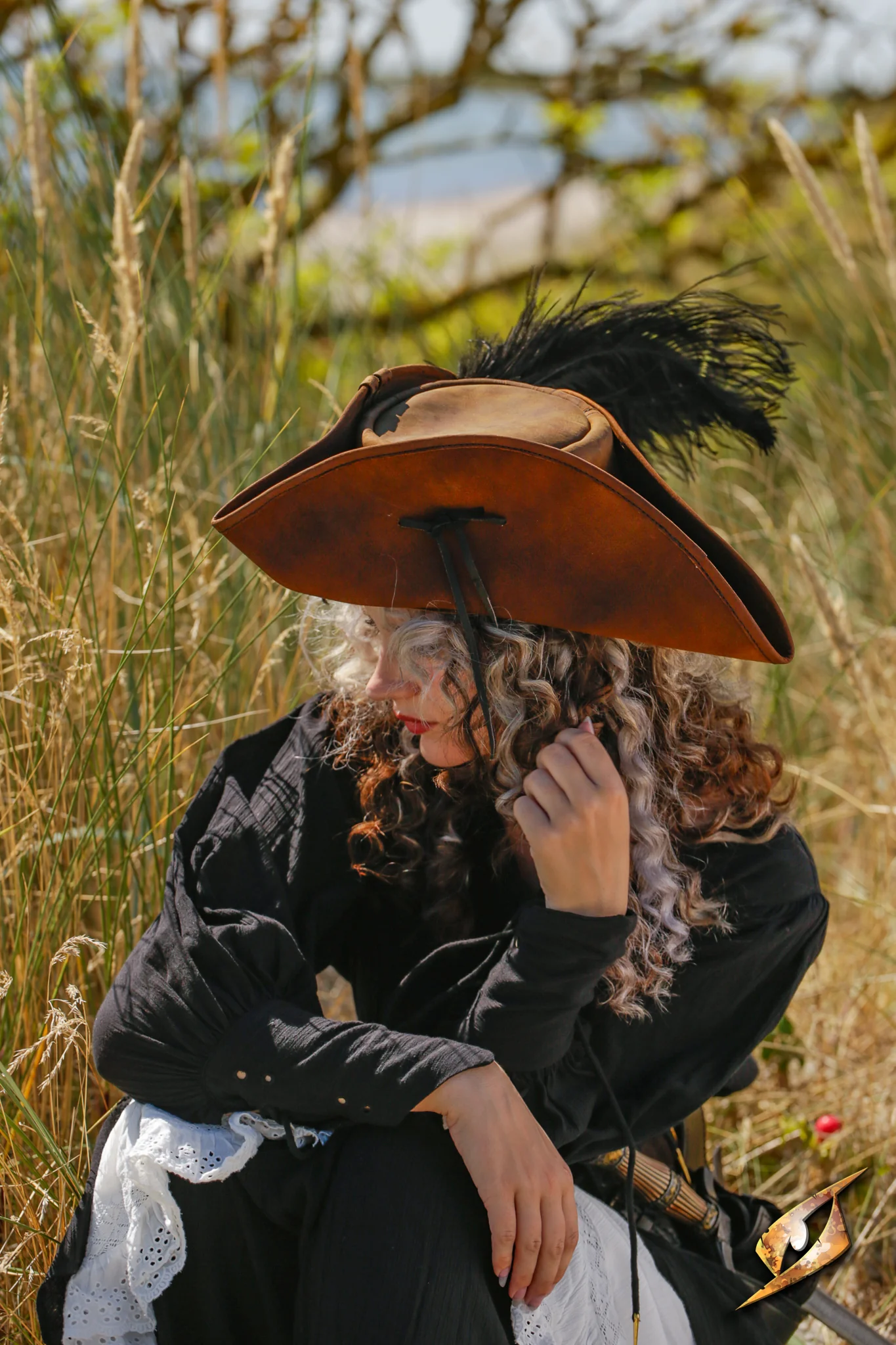 Simple Leather Pirate Tricorn Hat - Image 3